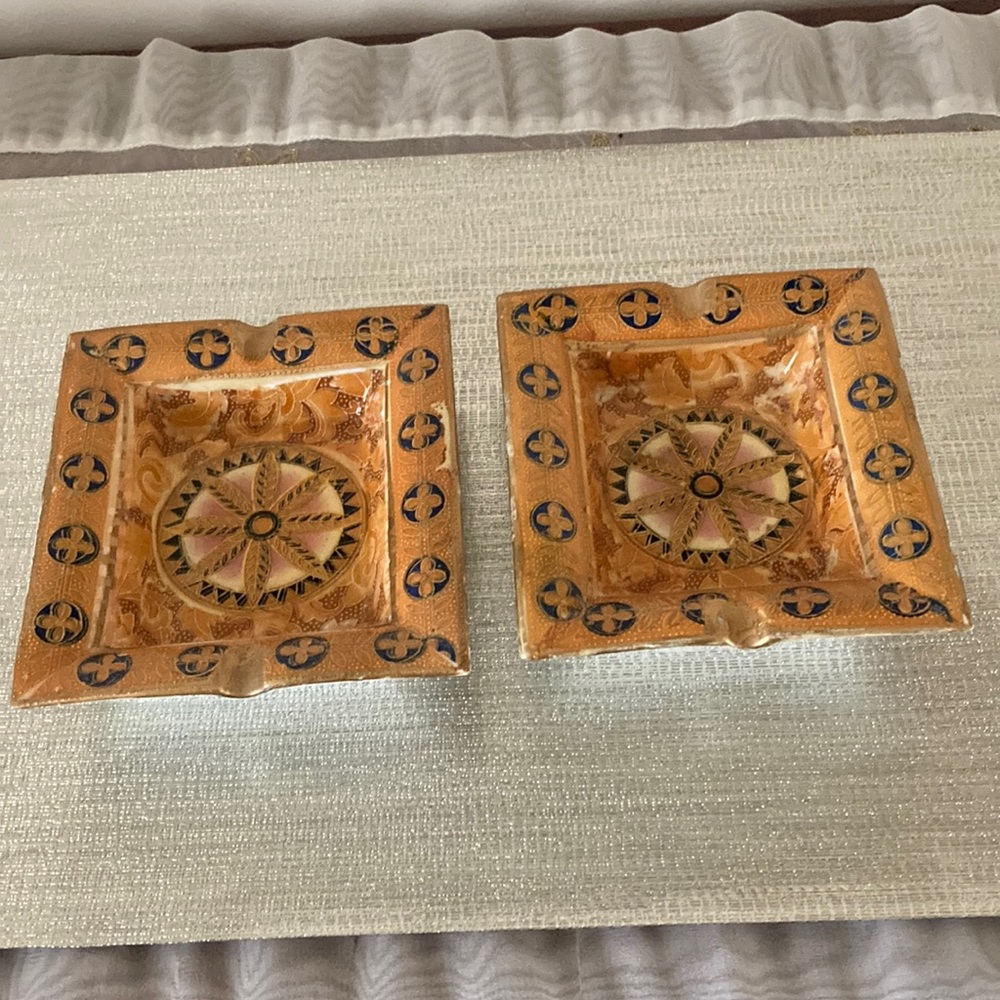 Set of 2 Decorative Ashtrays or can be used as Trinket Dish
